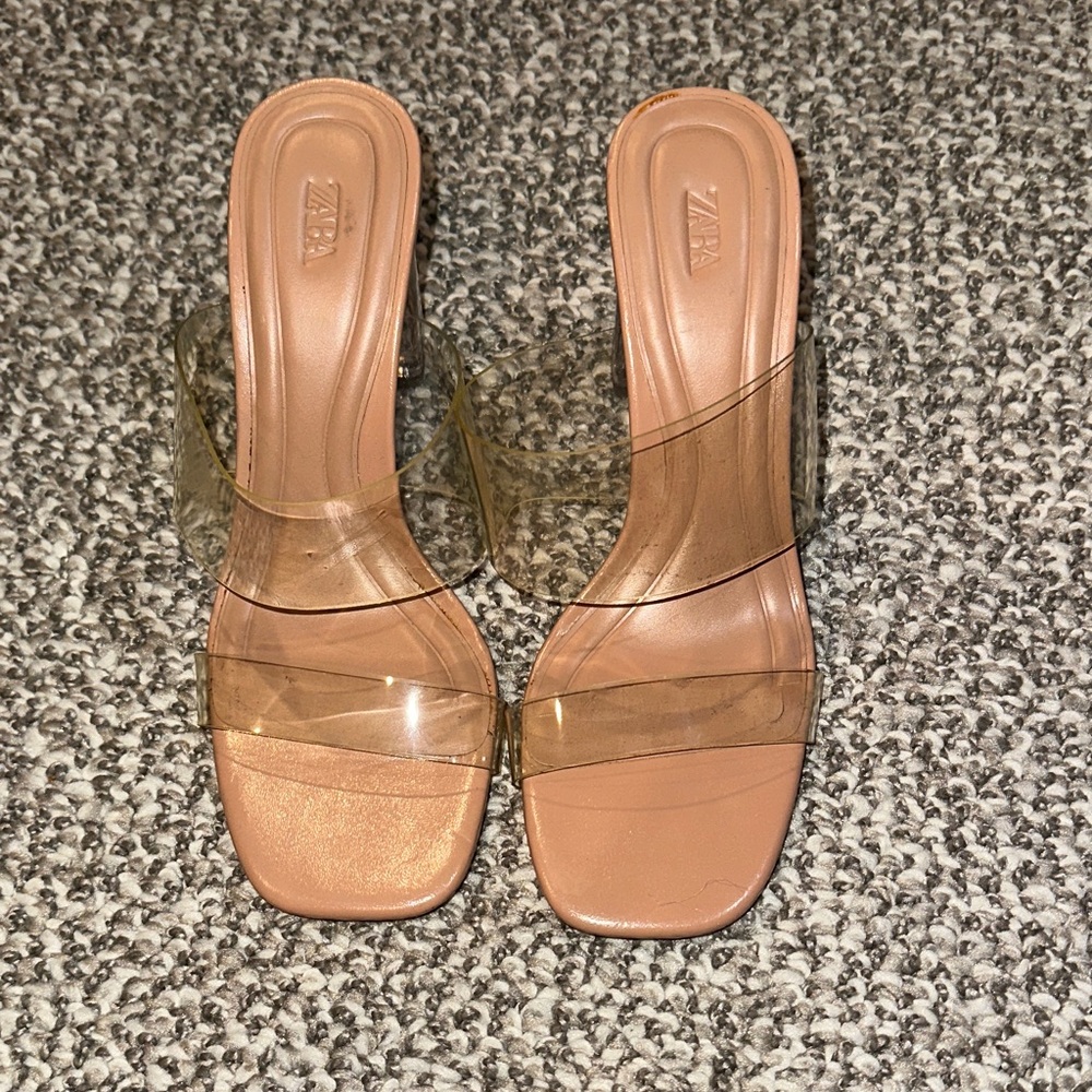 Zara Transparent and Tan Heeled Sandals - Picture 5 of 5